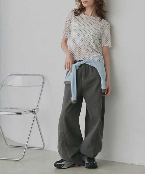 ad thie(アドティエ)の「ドット シアー トップス(Tシャツ/カットソー・レディース・オフホワイト/ブラック・FREE)」の3枚目の写真