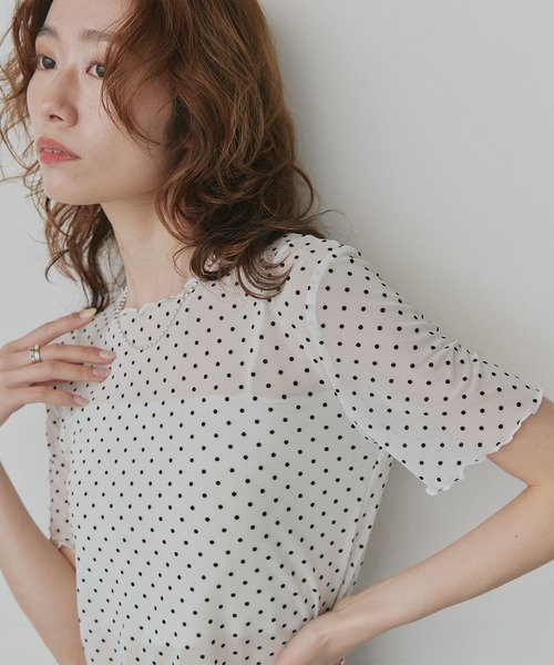 ad thie(アドティエ)の「ドット シアー トップス(Tシャツ/カットソー・レディース・オフホワイト/ブラック・FREE)」の8枚目の写真