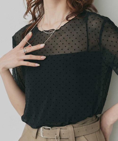 ad thie(アドティエ)の「ドット シアー トップス(Tシャツ/カットソー・レディース・オフホワイト/ブラック・FREE)」の15枚目の写真