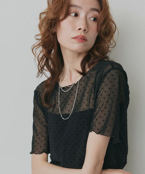 ad thie(アドティエ)の「ドット シアー トップス(Tシャツ/カットソー・レディース・オフホワイト/ブラック・FREE)」の16枚目の写真