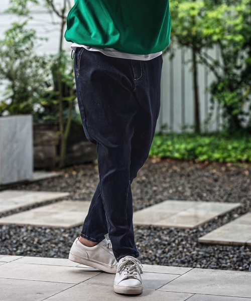 CAMBIO(カンビオ)の「mp15179-Stretch Denim Oval Rib Sarouel Tight Fit Pants サルエルデニムパンツ(A72926cmb)(デニムパンツ・メンズ・ワンウォッシュ/ライトインディゴブルー/ダークインディゴブルー・L/M/S/XL)」の4枚目の写真
