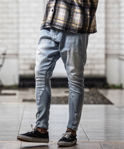 CAMBIO(カンビオ)の「mp15179-Stretch Denim Oval Rib Sarouel Tight Fit Pants サルエルデニムパンツ(A72926cmb)(デニムパンツ・メンズ・ワンウォッシュ/ライトインディゴブルー/ダークインディゴブルー・L/M/S/XL)」の9枚目の写真