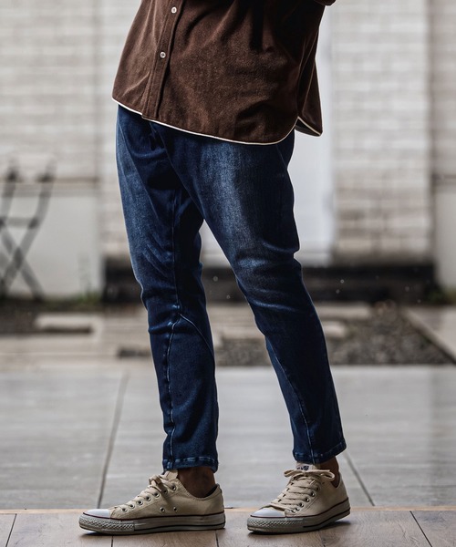 CAMBIO(カンビオ)の「mp15179-Stretch Denim Oval Rib Sarouel Tight Fit Pants サルエルデニムパンツ(A72926cmb)(デニムパンツ・メンズ・ワンウォッシュ/ライトインディゴブルー/ダークインディゴブルー・L/M/S/XL)」の15枚目の写真