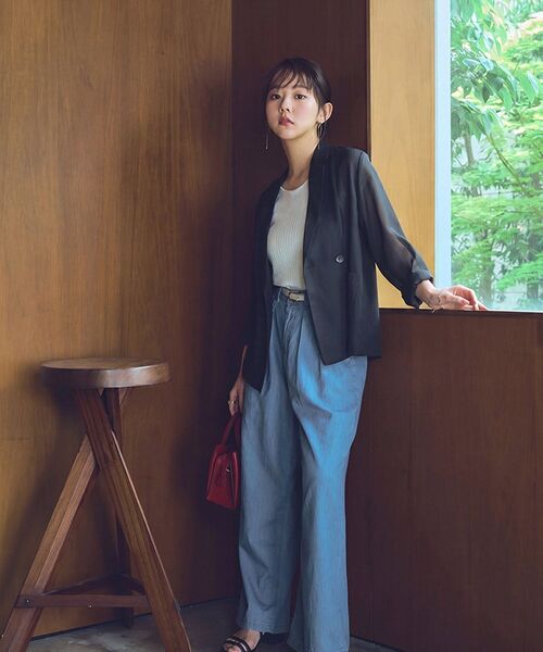 防シワ】リネンライクシアージャケット 【低身長・小柄女性