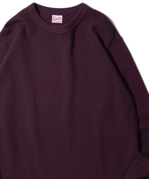 Healthknit(ヘルスニット)の「【Healthknit】Thermal King Raschel Honeycomd Crewneck L/S / サーマルキングラッセルハニカムクルーネック(Tシャツ/カットソー・メンズ・ナチュラル/パープル/チャコールグレー・LARGE/MEDIUM/X-LARGE)」の3枚目の写真