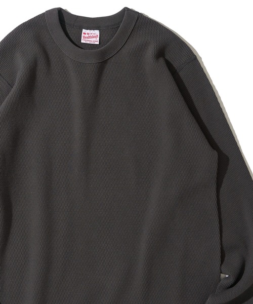 Healthknit(ヘルスニット)の「【Healthknit】Thermal King Raschel Honeycomd Crewneck L/S / サーマルキングラッセルハニカムクルーネック(Tシャツ/カットソー・メンズ・ナチュラル/パープル/チャコールグレー・LARGE/MEDIUM/X-LARGE)」の2枚目の写真