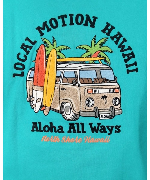 LOCALMOTION HAWAII(ローカルモーション ハワイ)の「サーフバス柄サガラ刺繍Tシャツ(Tシャツ/カットソー・メンズ・グリーン/ホワイト/チャコールグレー・SMALL/MEDIUM/LARGE/X-LARGE)」の6枚目の写真