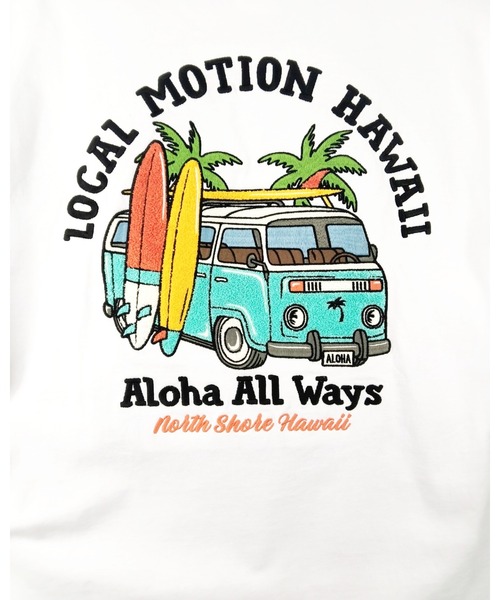LOCALMOTION HAWAII(ローカルモーション ハワイ)の「サーフバス柄サガラ刺繍Tシャツ(Tシャツ/カットソー・メンズ・グリーン/ホワイト/チャコールグレー・SMALL/MEDIUM/LARGE/X-LARGE)」の13枚目の写真