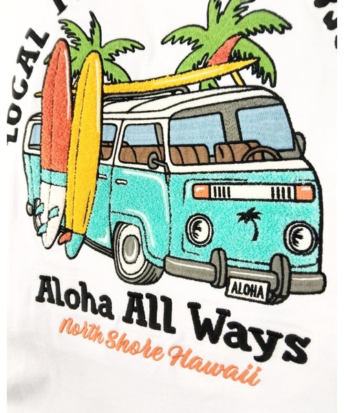 LOCALMOTION HAWAII(ローカルモーション ハワイ)の「サーフバス柄サガラ刺繍Tシャツ(Tシャツ/カットソー・メンズ・グリーン/ホワイト/チャコールグレー・SMALL/MEDIUM/LARGE/X-LARGE)」の14枚目の写真
