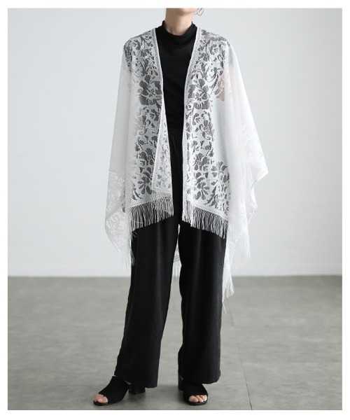 Sawa a la mode(サワアラモード)の「ショール風総レーストッパーカーディガン(カーディガン/ボレロ・レディース・オフホワイト/ベージュ・FREE)」の20枚目の写真