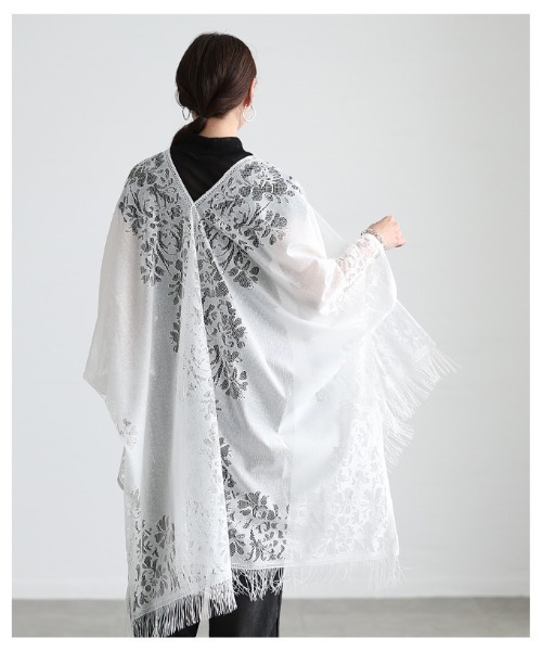 Sawa a la mode(サワアラモード)の「ショール風総レーストッパーカーディガン(カーディガン/ボレロ・レディース・オフホワイト/ベージュ・FREE)」の7枚目の写真