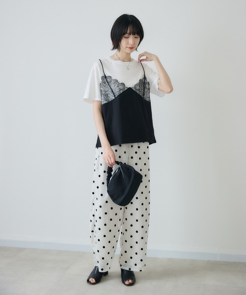 Paradise Picnic(パラダイスピクニック)の「レースキャミドッキングTシャツ(Tシャツ/カットソー・レディース・グレー/ホワイト・FREE)」の12枚目の写真