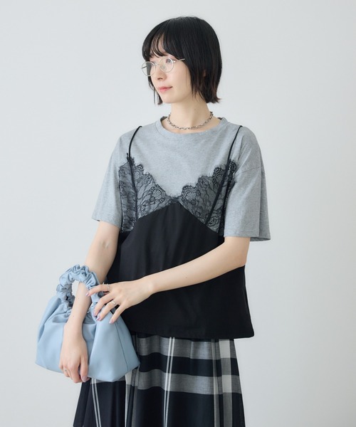 Paradise Picnic(パラダイスピクニック)の「レースキャミドッキングTシャツ(Tシャツ/カットソー・レディース・グレー/ホワイト・FREE)」の21枚目の写真