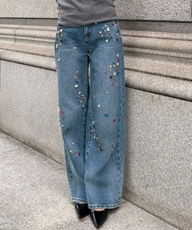 JENNE（ジェンヌ）の「手刺繍マルチカラービジューデニム（デニムパンツ）」