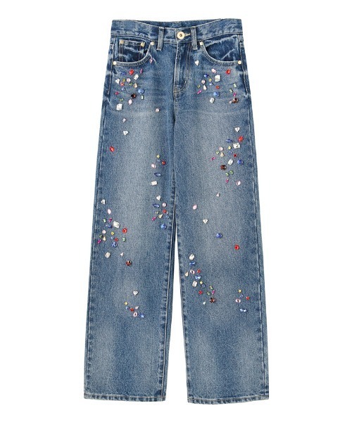 JENNE（ジェンヌ）の「手刺繍マルチカラービジューデニム（デニムパンツ・レディース・ブルー系その他・SMALL/MEDIUM）」の13枚目の写真