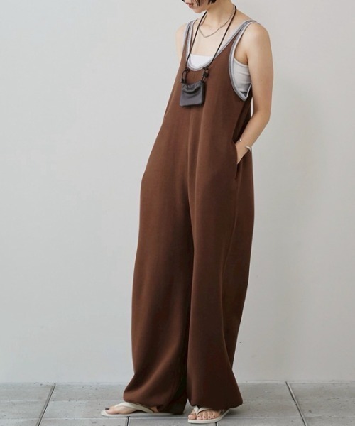 TODAYFUL（トゥデイフル）の「[TODAYFUL/トゥデイフル] バイカラー コットンロンパース（サロペット/オーバーオール・レディース・ブラウン/ネイビー・36）」の4枚目の写真