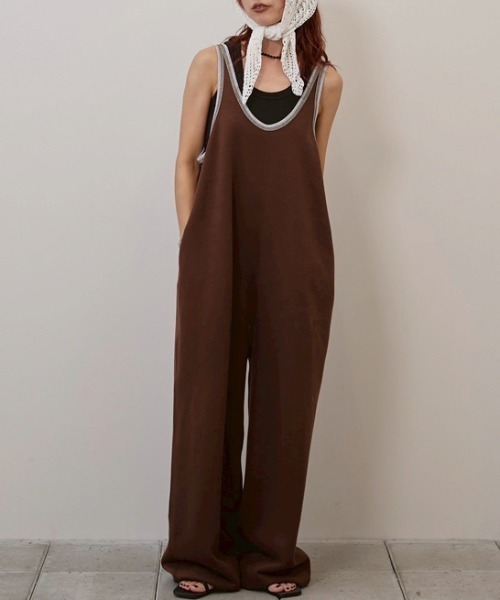 TODAYFUL（トゥデイフル）の「[TODAYFUL/トゥデイフル] バイカラー コットンロンパース（サロペット/オーバーオール・レディース・ブラウン/ネイビー・36）」の5枚目の写真