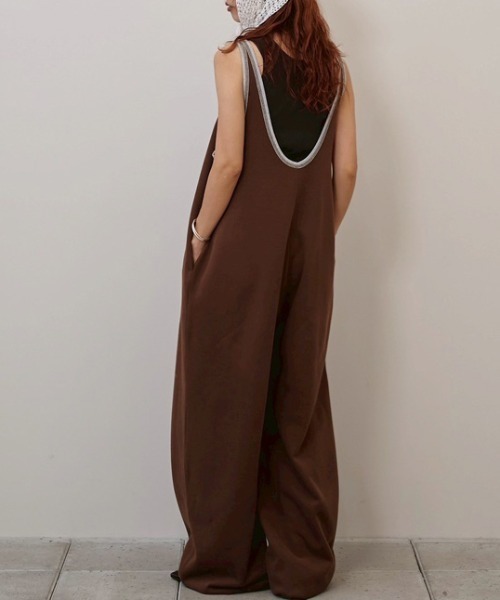 TODAYFUL（トゥデイフル）の「[TODAYFUL/トゥデイフル] バイカラー コットンロンパース（サロペット/オーバーオール・レディース・ブラウン/ネイビー・36）」の6枚目の写真