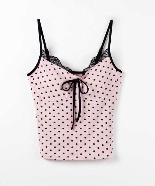me+em select(ミームセレクト)の「【 3color 】ドットレースリボンキャミソール / dot lace ribbon camisole(キャミソール・レディース・ブラック/ホワイト/ピンク・FREE)」の4枚目の写真