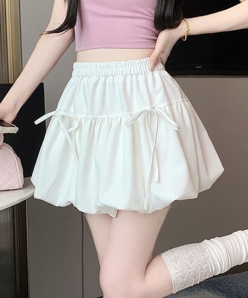 Beststore（ベストストア）の「リボン付き バブルバルーンスカート ミニスカート 裏地パンツ付き（スカート・レディース・ブラック/ホワイト・FREE）」の3枚目の写真