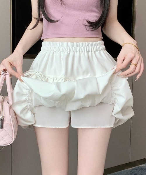 Beststore（ベストストア）の「リボン付き バブルバルーンスカート ミニスカート 裏地パンツ付き（スカート・レディース・ブラック/ホワイト・FREE）」の9枚目の写真