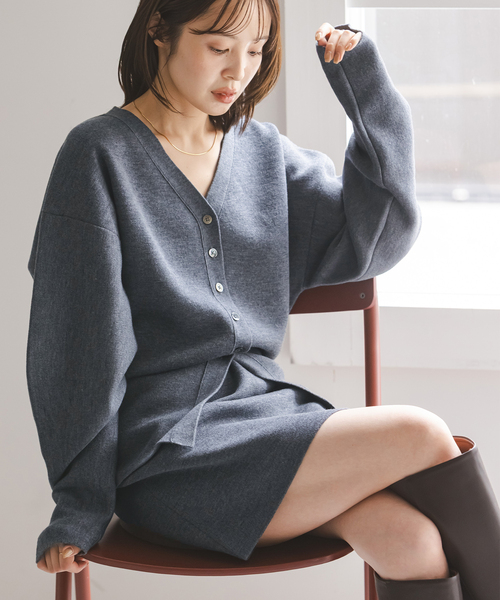 Noble(ノーブル)の「《・セットアップ対応》接結タック編みVネックカーディガン(カーディガン/ボレロ・レディース・ブラック/ラベンダー/ライトグレー・FREE)」の19枚目の写真