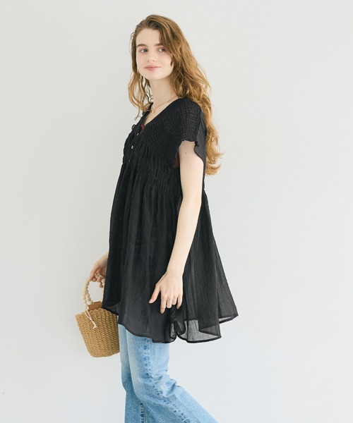 coca(coca)(コカ)の「2wayシアーシャーリングペプラムブラウス(シャツ/ブラウス・レディース・ライトブルー/ブラック・L/M)」の20枚目の写真