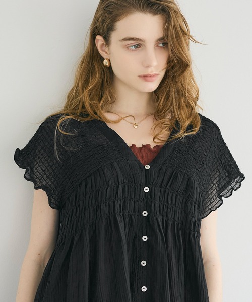 coca(coca)(コカ)の「2wayシアーシャーリングペプラムブラウス(シャツ/ブラウス・レディース・ライトブルー/ブラック・L/M)」の19枚目の写真