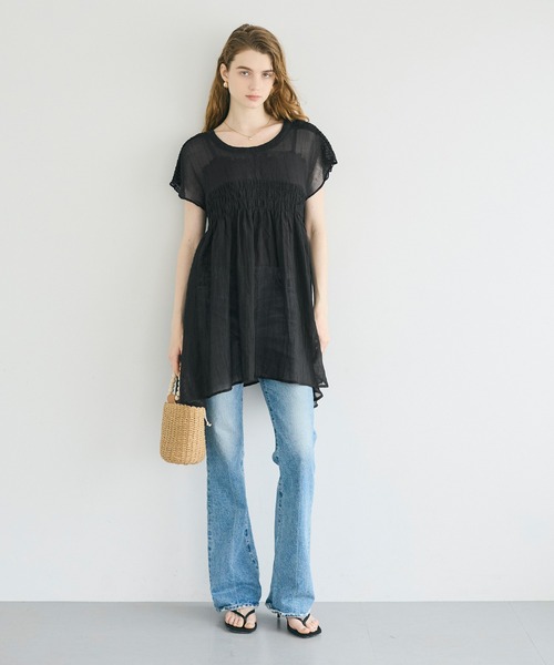 coca(coca)(コカ)の「2wayシアーシャーリングペプラムブラウス(シャツ/ブラウス・レディース・ライトブルー/ブラック・L/M)」の17枚目の写真