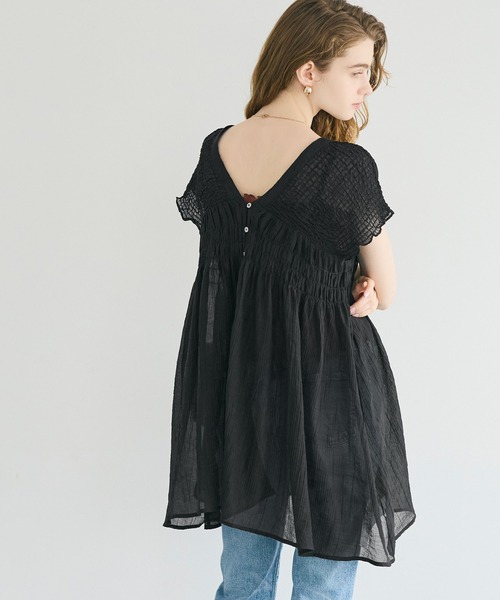 coca(coca)(コカ)の「2wayシアーシャーリングペプラムブラウス(シャツ/ブラウス・レディース・ライトブルー/ブラック・L/M)」の16枚目の写真