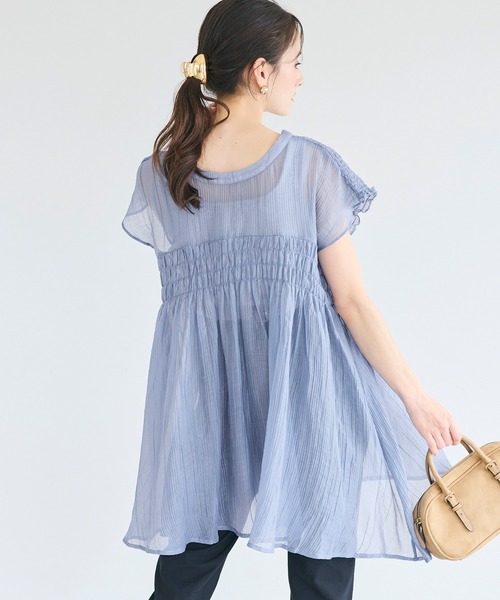 coca(coca)(コカ)の「2wayシアーシャーリングペプラムブラウス(シャツ/ブラウス・レディース・ライトブルー/ブラック・L/M)」の13枚目の写真