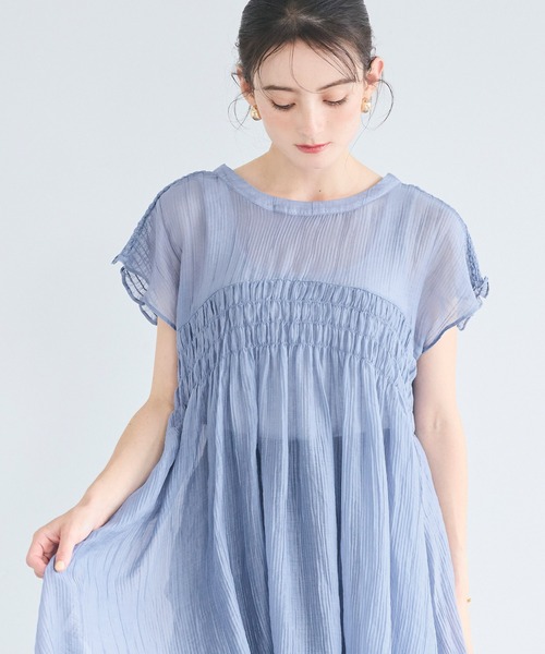 coca(coca)(コカ)の「2wayシアーシャーリングペプラムブラウス(シャツ/ブラウス・レディース・ライトブルー/ブラック・L/M)」の11枚目の写真