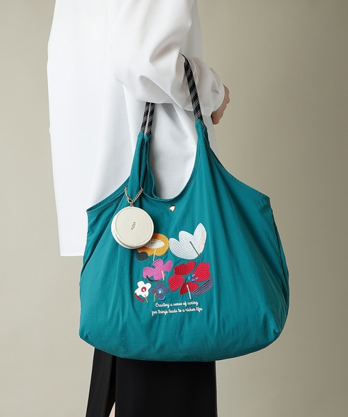 unify(ユニファイ)の「【unify(ユニファイ)】軽量 収納力 しっかり お買い物 にも 刺繍 マルシェバッグ UNPS-01(トートバッグ・レディース・オレンジ/グリーン/オリーブ/サックスブルー/グレー/キャメル/スモークピンク/ライトグレー/ライトブルー/ネイビー/ベージュ/ブラック・ONE SIZE)」の7枚目の写真