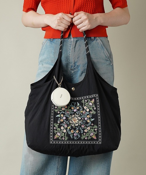 unify(ユニファイ)の「【unify(ユニファイ)】軽量 収納力 しっかり お買い物 にも 刺繍 マルシェバッグ UNPS-01(トートバッグ・レディース・オレンジ/グリーン/オリーブ/サックスブルー/グレー/キャメル/スモークピンク/ライトグレー/ライトブルー/ネイビー/ベージュ/ブラック・ONE SIZE)」の2枚目の写真