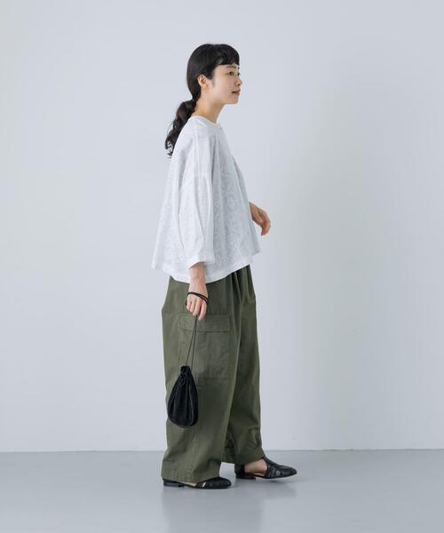 かぐれ（カグレ）の「コットンクロス刺しゅうワイドシャツ（シャツ/ブラウス・レディース・ネイビー/オフホワイト・FREE）」の9枚目の写真