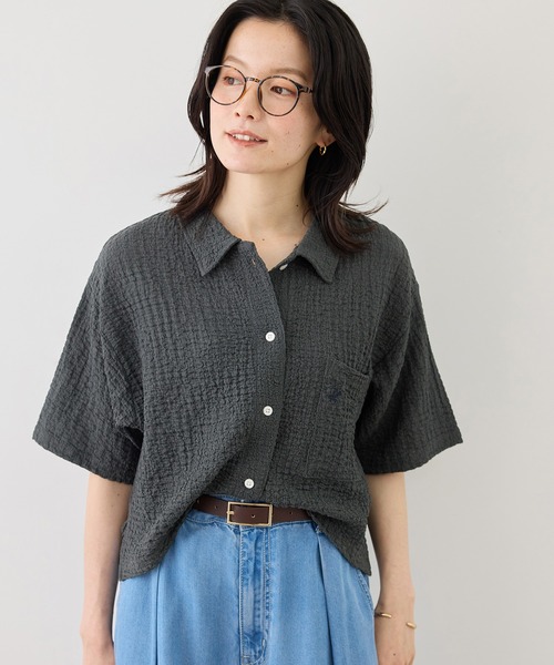BEVERLY HILLS POLO CLUB（ビバリーヒルズポロクラブ）の「【BEVERLY HILLS POLO CLUB/ビバリーヒルズポロクラブ】ふくれジャガードシャツ（シャツ/ブラウス・レディース・キナリ/ブラウン/ブラック・FREE）」の8枚目の写真