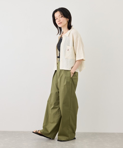 BEVERLY HILLS POLO CLUB（ビバリーヒルズポロクラブ）の「【BEVERLY HILLS POLO CLUB/ビバリーヒルズポロクラブ】ふくれジャガードシャツ（シャツ/ブラウス・レディース・キナリ/ブラウン/ブラック・FREE）」の13枚目の写真
