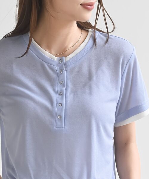 rps（アールピーエス）の「レイヤード風ヘンリーネックＴ（Tシャツ/カットソー・レディース・オフホワイト/サックスブルー/ブラック/イエロー・フリー）」の20枚目の写真