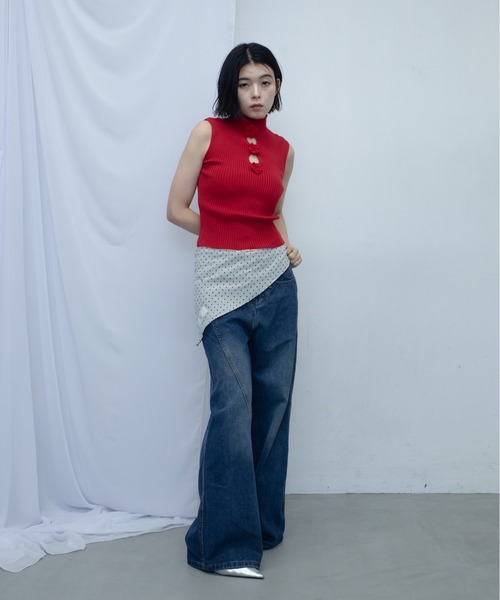 uyu.（ウユ）の「Double Waist Denim Pants/ダブルウエストデニムパンツ（デニムパンツ・レディース・ブルー・MEDIUM/SMALL/LARGE）」の5枚目の写真