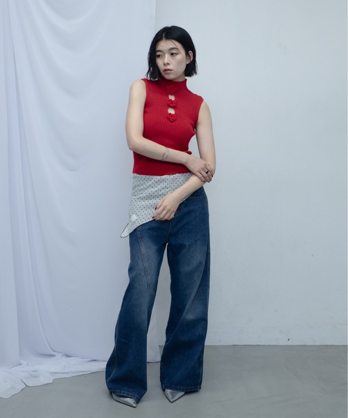 uyu.（ウユ）の「Double Waist Denim Pants/ダブルウエストデニムパンツ（デニムパンツ・レディース・ブルー・MEDIUM/SMALL/LARGE）」の6枚目の写真