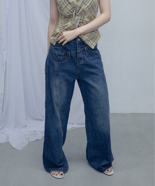 uyu.（ウユ）の「Double Waist Denim Pants/ダブルウエストデニムパンツ（デニムパンツ・レディース・ブルー・MEDIUM/SMALL/LARGE）」の18枚目の写真