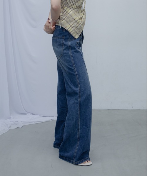 uyu.（ウユ）の「Double Waist Denim Pants/ダブルウエストデニムパンツ（デニムパンツ・レディース・ブルー・MEDIUM/SMALL/LARGE）」の19枚目の写真