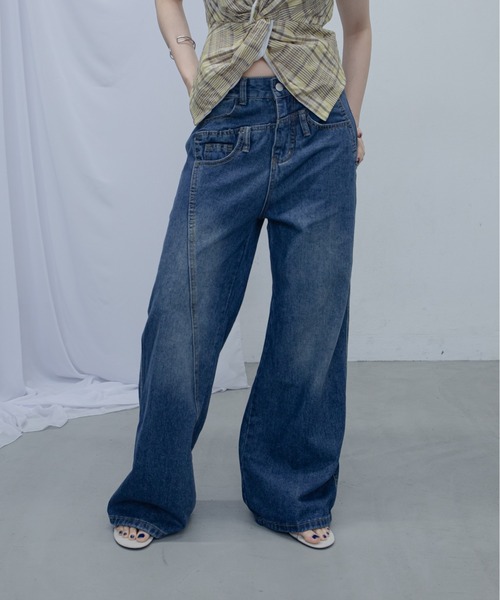uyu.（ウユ）の「Double Waist Denim Pants/ダブルウエストデニムパンツ（デニムパンツ・レディース・ブルー・MEDIUM/SMALL/LARGE）」の20枚目の写真