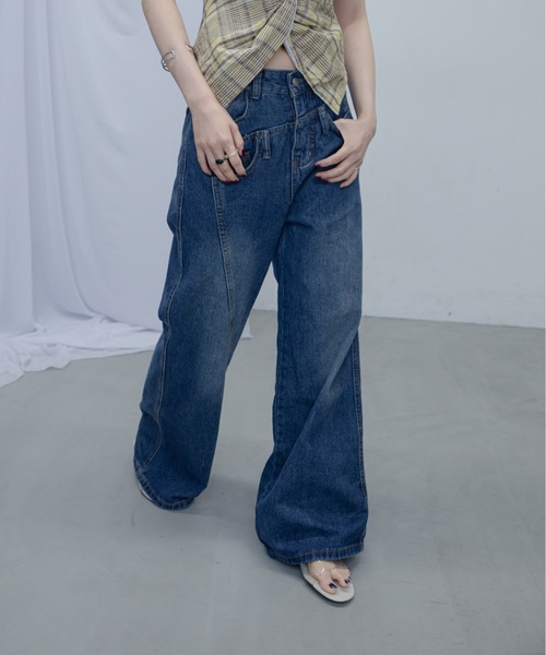 uyu.（ウユ）の「Double Waist Denim Pants/ダブルウエストデニムパンツ（デニムパンツ・レディース・ブルー・MEDIUM/SMALL/LARGE）」の21枚目の写真
