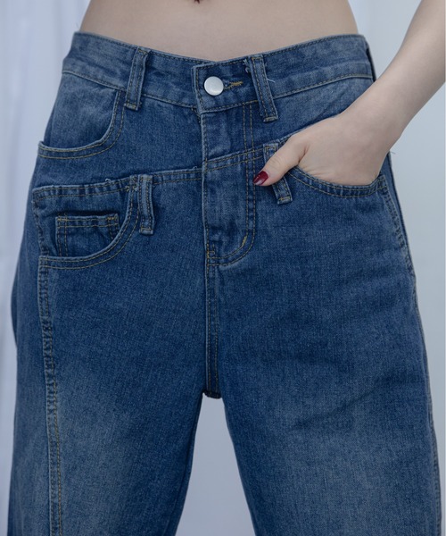 uyu.（ウユ）の「Double Waist Denim Pants/ダブルウエストデニムパンツ（デニムパンツ・レディース・ブルー・MEDIUM/SMALL/LARGE）」の15枚目の写真