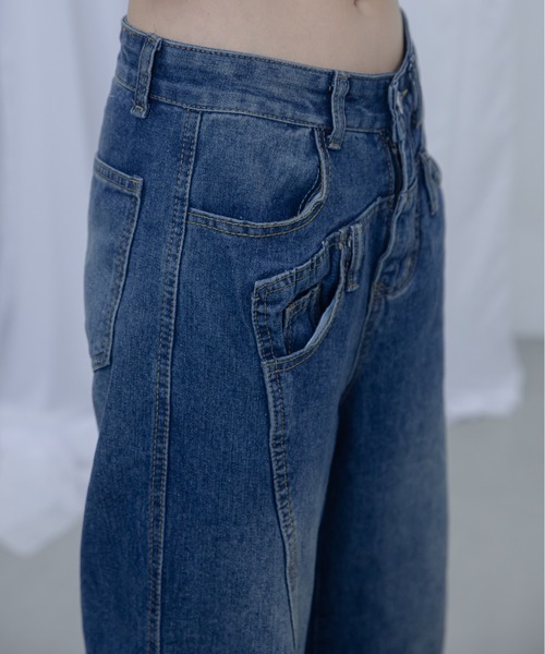 uyu.（ウユ）の「Double Waist Denim Pants/ダブルウエストデニムパンツ（デニムパンツ・レディース・ブルー・MEDIUM/SMALL/LARGE）」の16枚目の写真