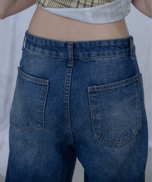 uyu.（ウユ）の「Double Waist Denim Pants/ダブルウエストデニムパンツ（デニムパンツ・レディース・ブルー・MEDIUM/SMALL/LARGE）」の17枚目の写真