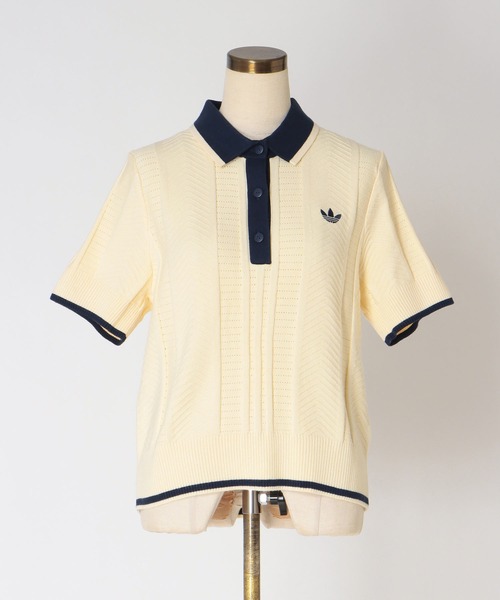 adidas Originals(アディダスオリジナルス)の「【adidas Originals/アディダスオリジナルス】CABLE CALI TEE POLO(ケーブル カリ Tシャツポロ KT1862 KR7059)(ニット/セーター・レディース・ネイビー/アイボリー・38)」の3枚目の写真