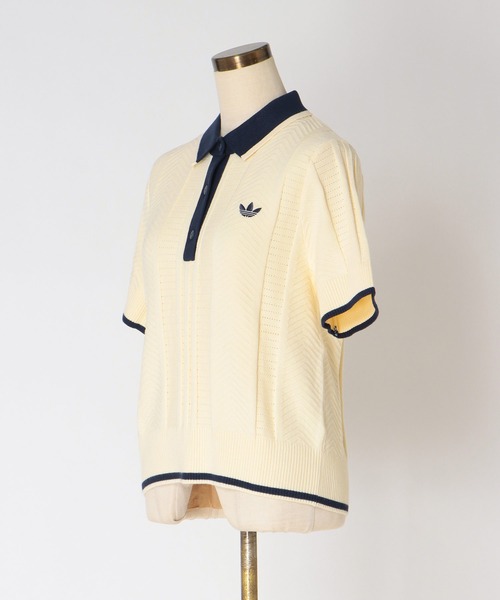 adidas Originals(アディダスオリジナルス)の「【adidas Originals/アディダスオリジナルス】CABLE CALI TEE POLO(ケーブル カリ Tシャツポロ KT1862 KR7059)(ニット/セーター・レディース・ネイビー/アイボリー・38)」の4枚目の写真