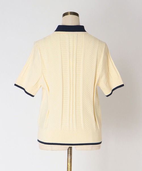 adidas Originals(アディダスオリジナルス)の「【adidas Originals/アディダスオリジナルス】CABLE CALI TEE POLO(ケーブル カリ Tシャツポロ KT1862 KR7059)(ニット/セーター・レディース・ネイビー/アイボリー・38)」の5枚目の写真